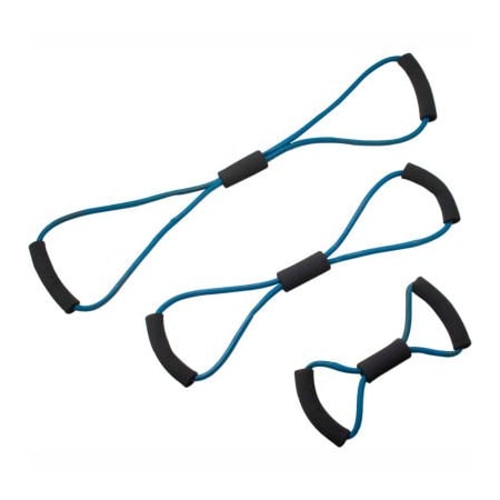 Fabrication Enterprises CanDo BowTie Tubing Exerciser, Full Body Set -14", 22", 30"), Blue, 3/Set 1437139